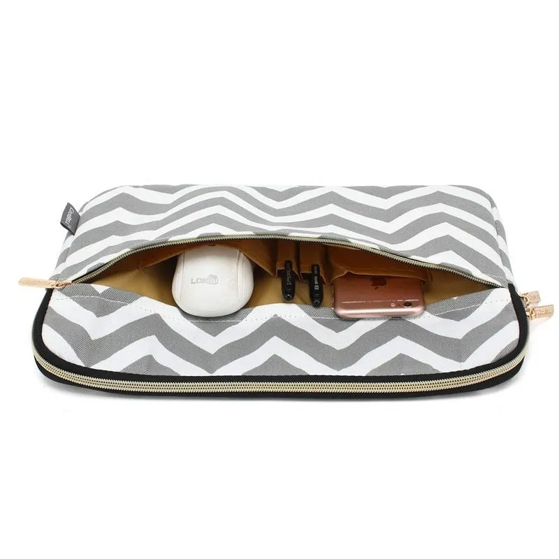 CoolBELL Wave Design: Stylish Laptop Sleeve with Water Resistant Nylon | 12.9 inch | Grey