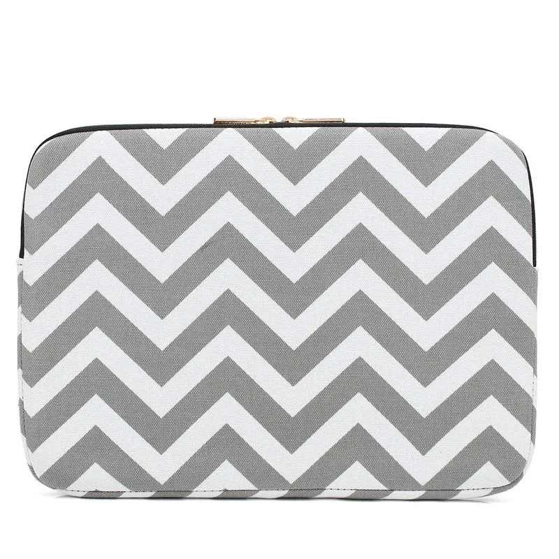 CoolBELL Wave Design: Stylish Laptop Sleeve with Water Resistant Nylon | 12.9 inch | Grey