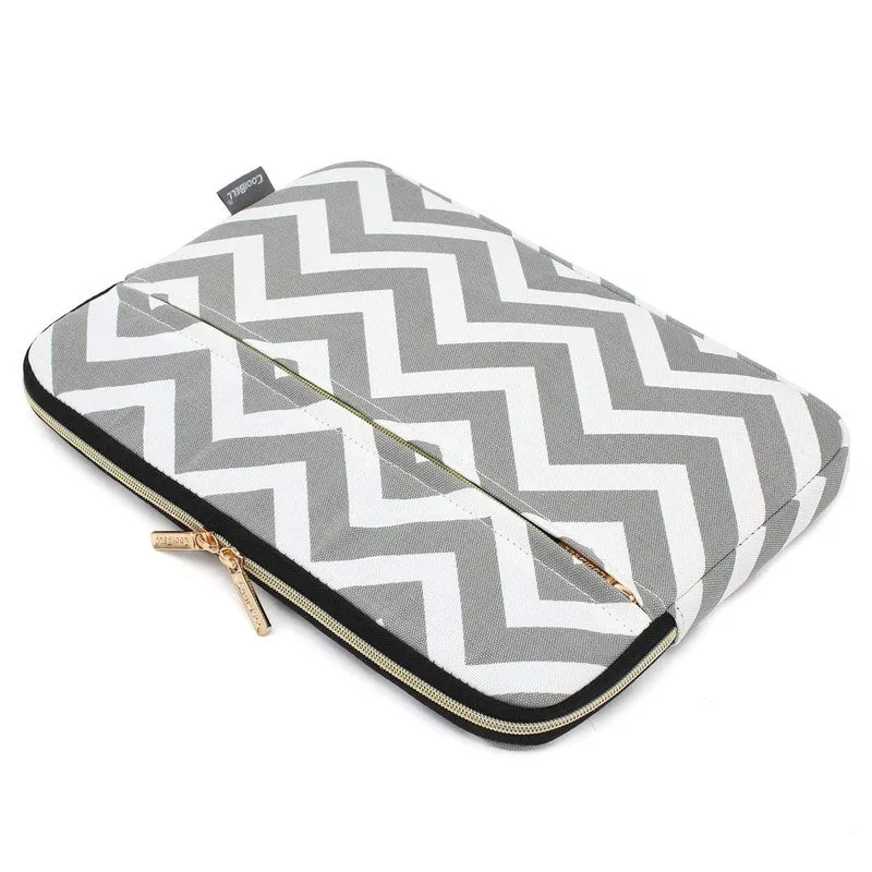 CoolBELL Wave Design: Stylish Laptop Sleeve with Water Resistant Nylon | 12.9 inch | Grey
