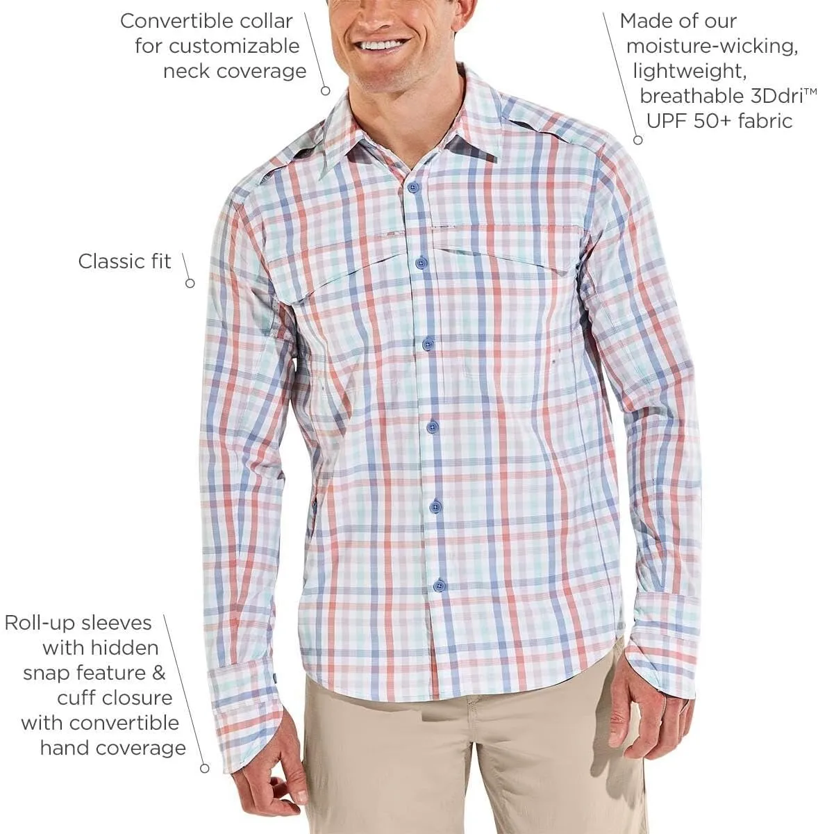 Coolibar UPF 50  Men’s Nassau Fishing Shirt - Sun Protective