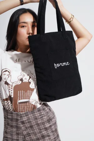 Corduroy Pocket Tote Bag