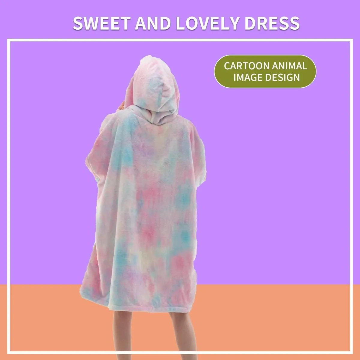 COSUSKET Adult Hoodie Wearable Blanket, Tie Dye Super Cozy Warm and Oversized Sherpa Blanket Hooded for Women