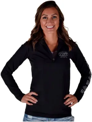 Cowgirl Tuff Western Shirt Womens L/S Logo Stretch Black 100787