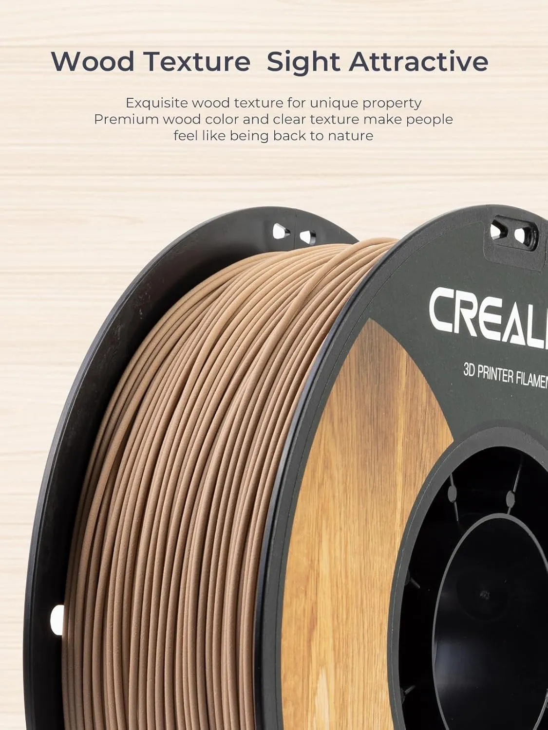 Creality Wood Filament PLA, 3D Printer Filament 1.75 mm, Smooth Silk Texture, Toughness, 1kg(2.2lbs)/Spool Printing Filament, for All FDM Printers (Wood)