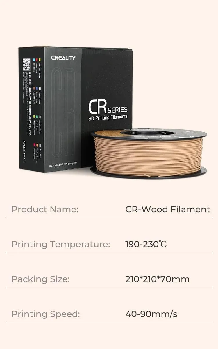 Creality Wood Filament PLA, 3D Printer Filament 1.75 mm, Smooth Silk Texture, Toughness, 1kg(2.2lbs)/Spool Printing Filament, for All FDM Printers (Wood)