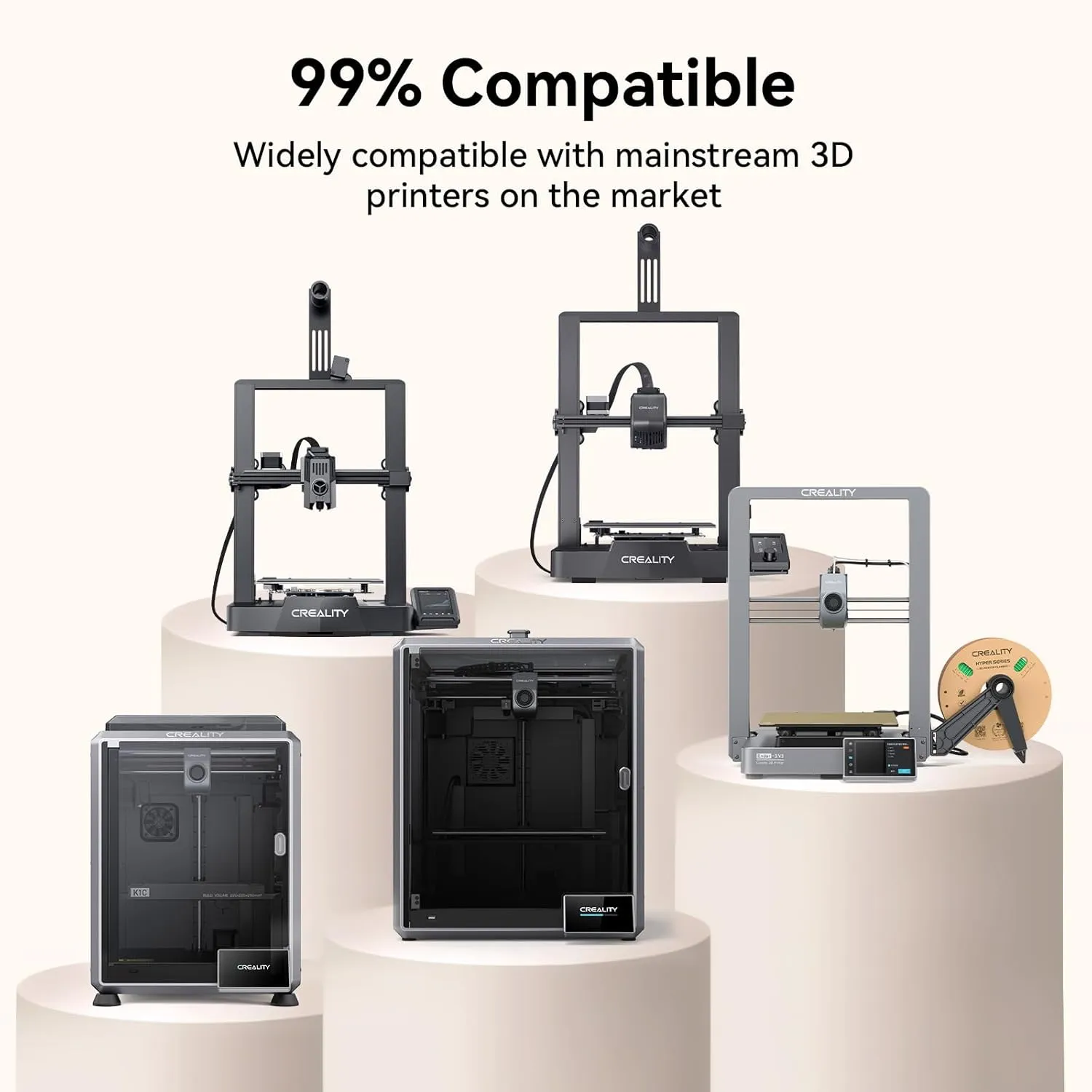 Creality Wood PLA Filament, 3D Printing PLA Filament 1.75mm, Dimensional Accuracy  /- 0.03mm, Warp-Free and Clog-Free, 1KG Spool (2.2 lbs), Fit for 99% 3D Printers