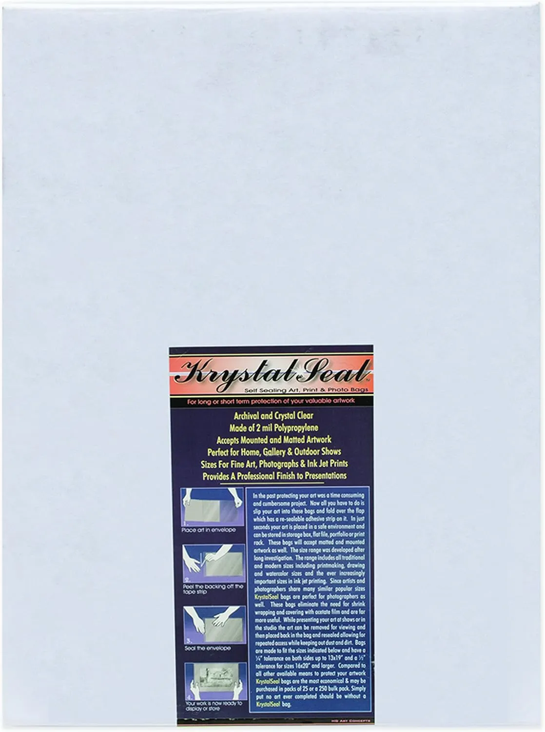 Creative Mark Krystal Seal ATC Art and Photo Bags - 11 x 14"- Pack of 250 - Archival Polyethylene Sealing Bags for Paintings, Artwork and Photo Storage