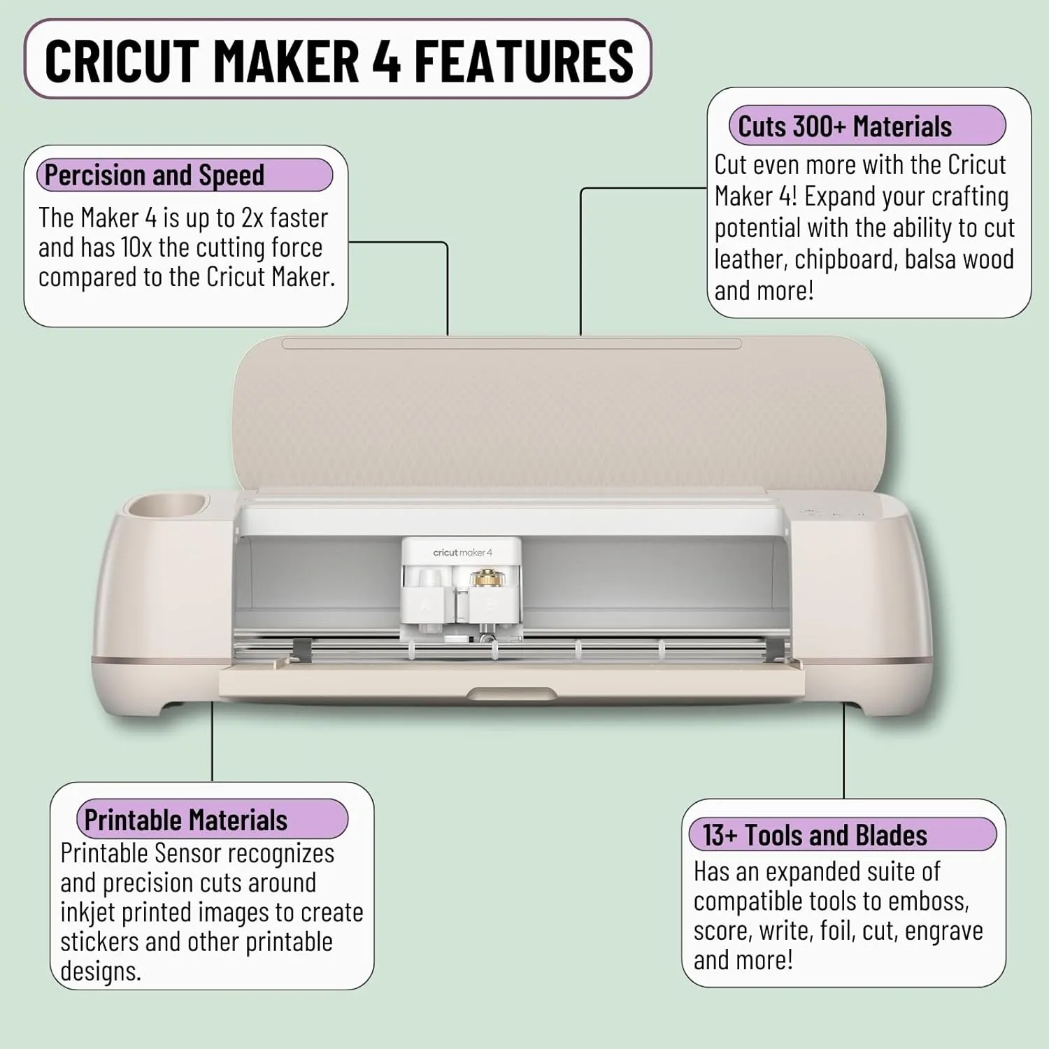 Cricut Maker 4 Machine Ultimate Bundle- Vinyl Sampler, Infusible Ink, Sticker Making Set, Iron-On Sampler Roll, Tools and Cutting Mats, Beginner Cutting Machine Set for Die-Cutting Projects