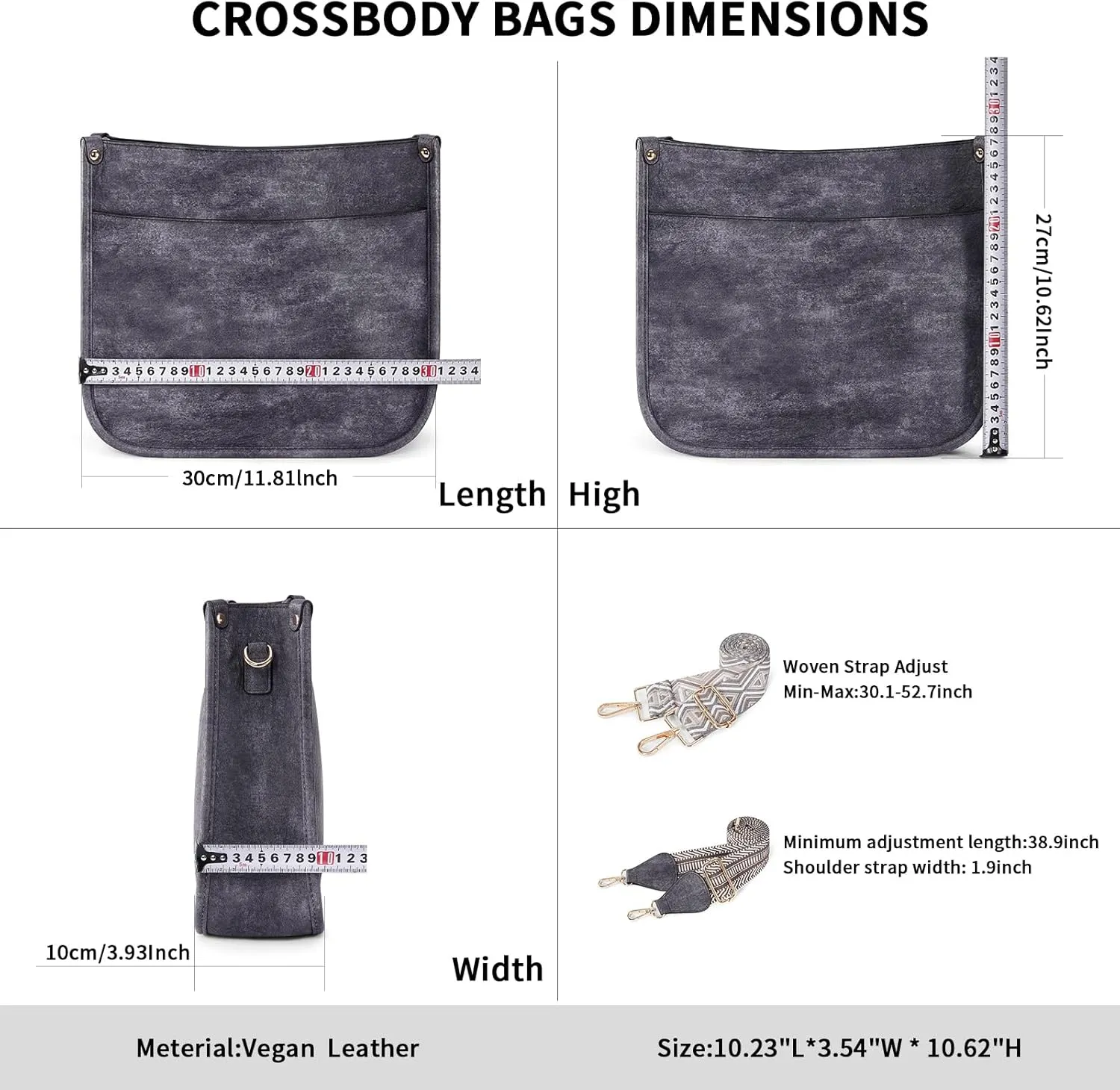 Crossbody Bag Women Vegan Leather Hobo Handbag Trendy Crossbody Shoulder Bag Purses For Women with 2 Adjustable Strap
