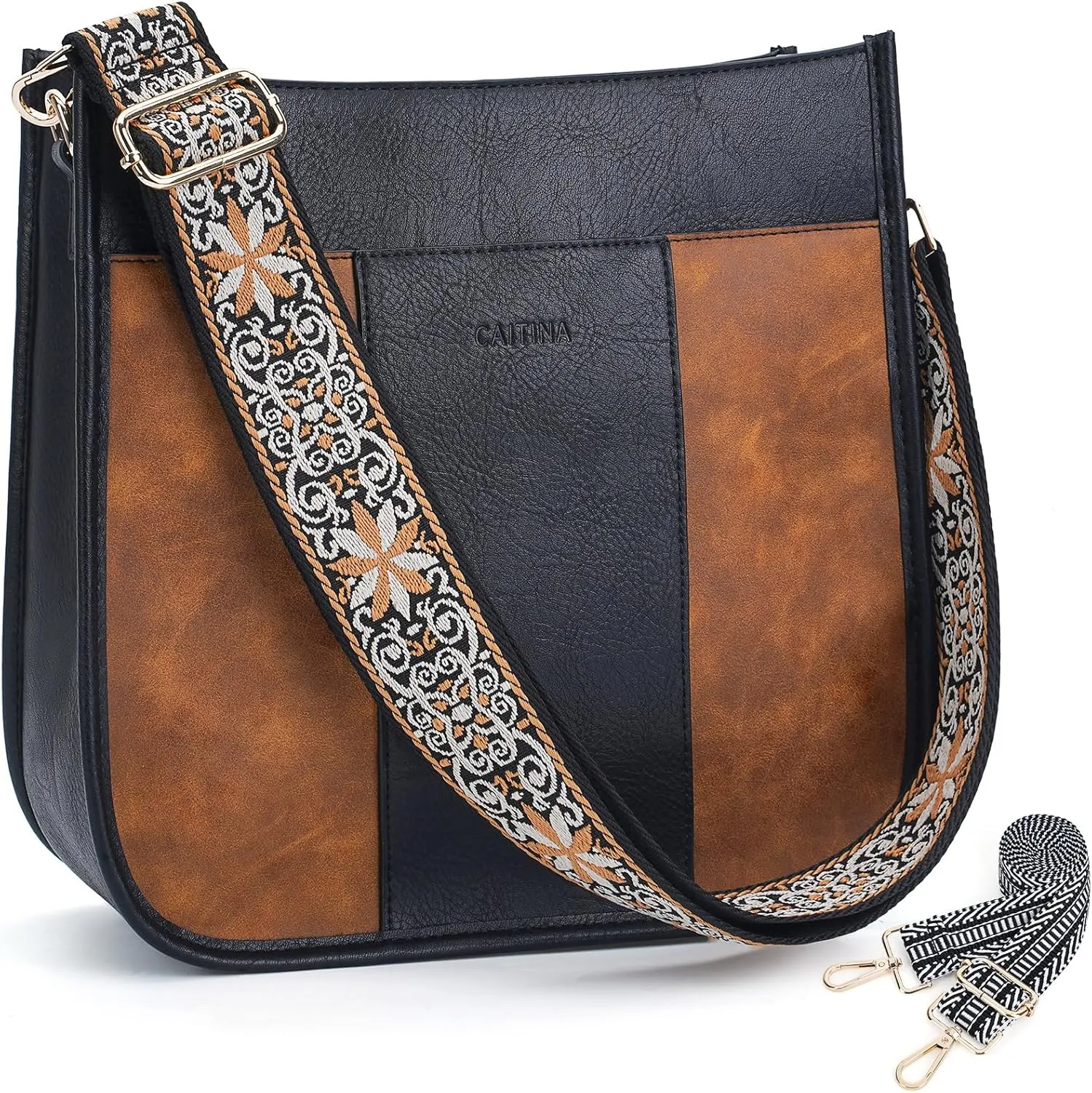 Crossbody Bag Women Vegan Leather Hobo Handbag Trendy Crossbody Shoulder Bag Purses For Women with 2 Adjustable Strap