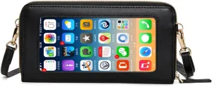 Crossbody Mobile Phone Bag for Samsung Galaxy Note 20 Ultra Touch Screen Cell Phone Wallet Purse for Women Leather Handbag Clutch with Credit Card Slots Shoulder Strap for Girls Gift,Black