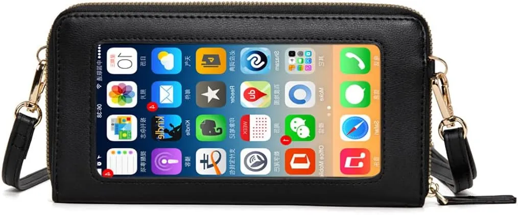 Crossbody Mobile Phone Bag for Samsung Galaxy Note 20 Ultra Touch Screen Cell Phone Wallet Purse for Women Leather Handbag Clutch with Credit Card Slots Shoulder Strap for Girls Gift,Black