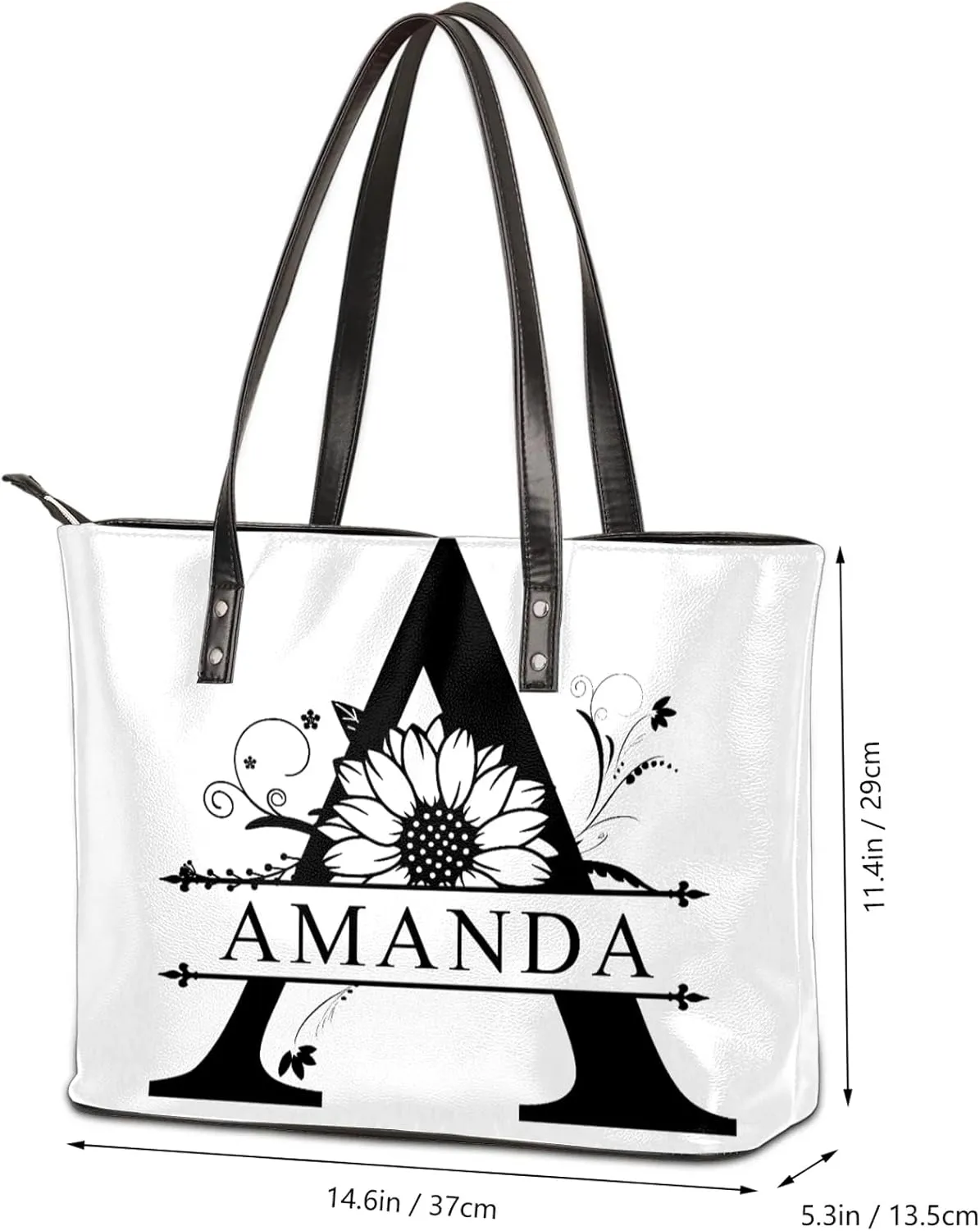 Custom A Tote Bag Women Shoulder Handbags PU Leather for Travel Work