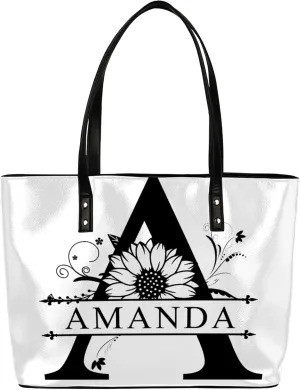 Custom A Tote Bag Women Shoulder Handbags PU Leather for Travel Work