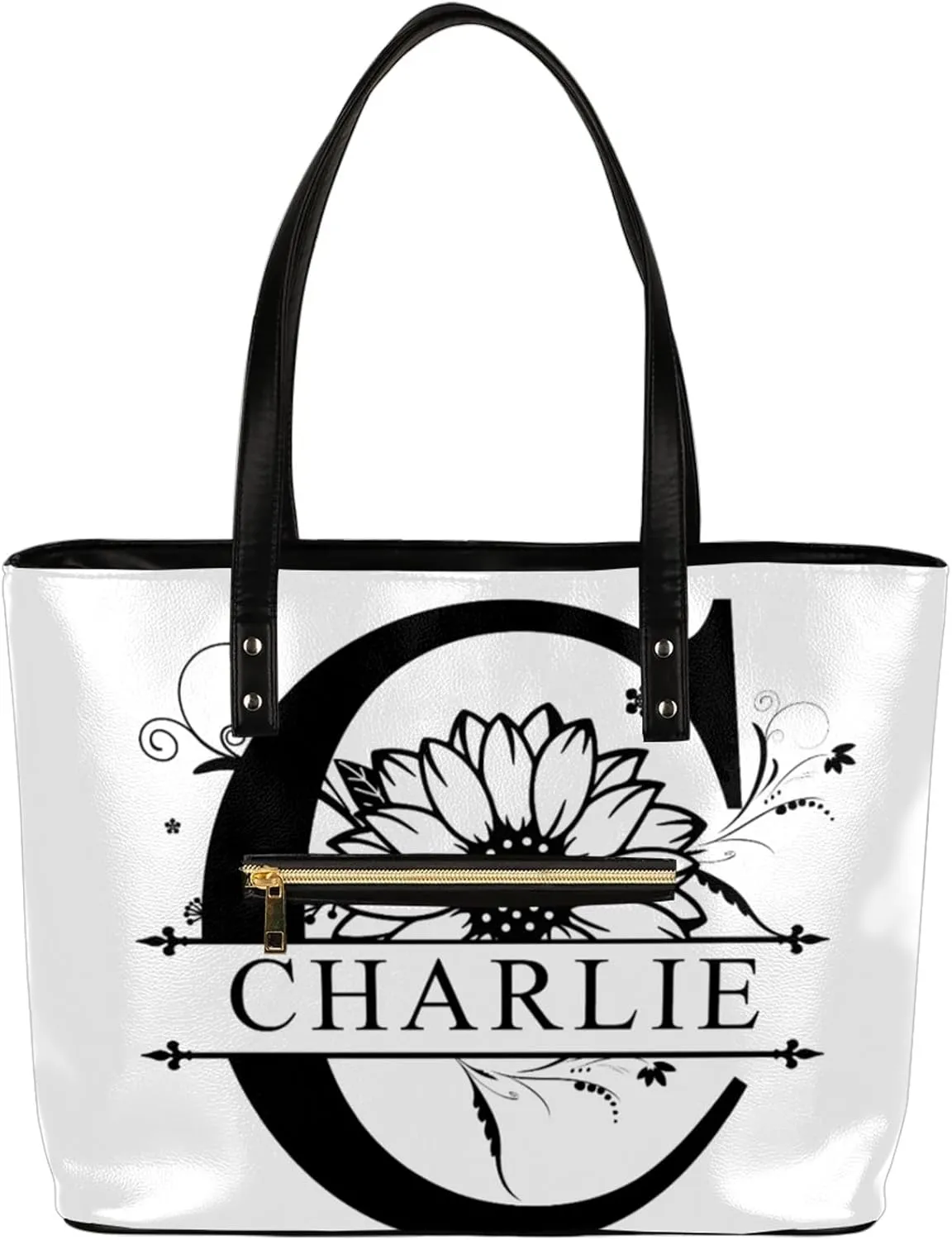 Custom A Tote Bag Women Shoulder Handbags PU Leather for Travel Work