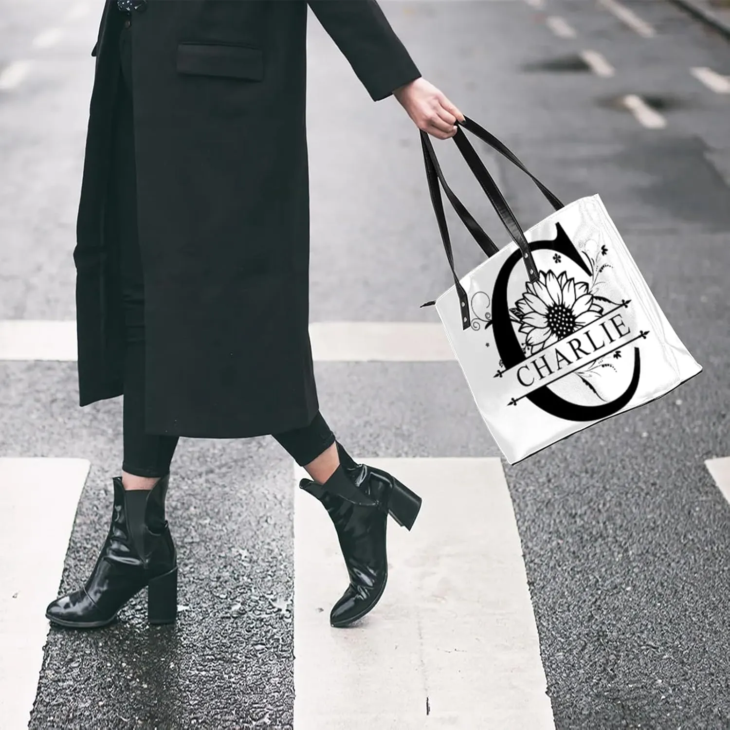 Custom A Tote Bag Women Shoulder Handbags PU Leather for Travel Work