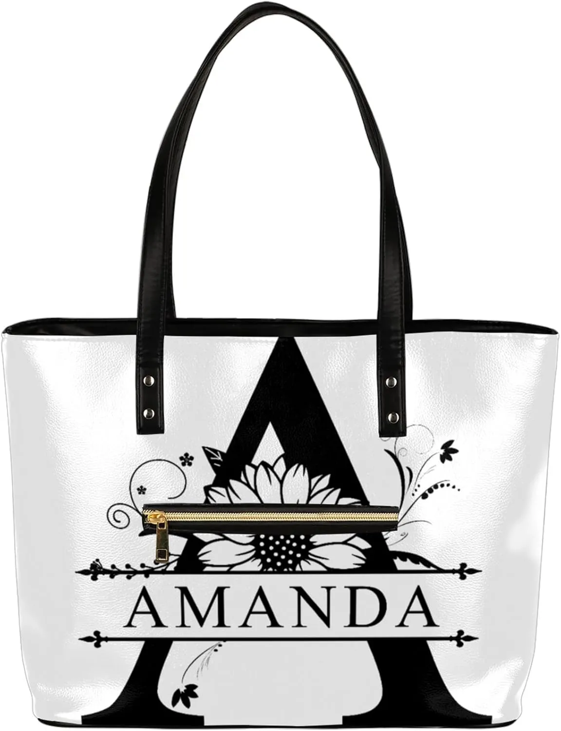 Custom A Tote Bag Women Shoulder Handbags PU Leather for Travel Work