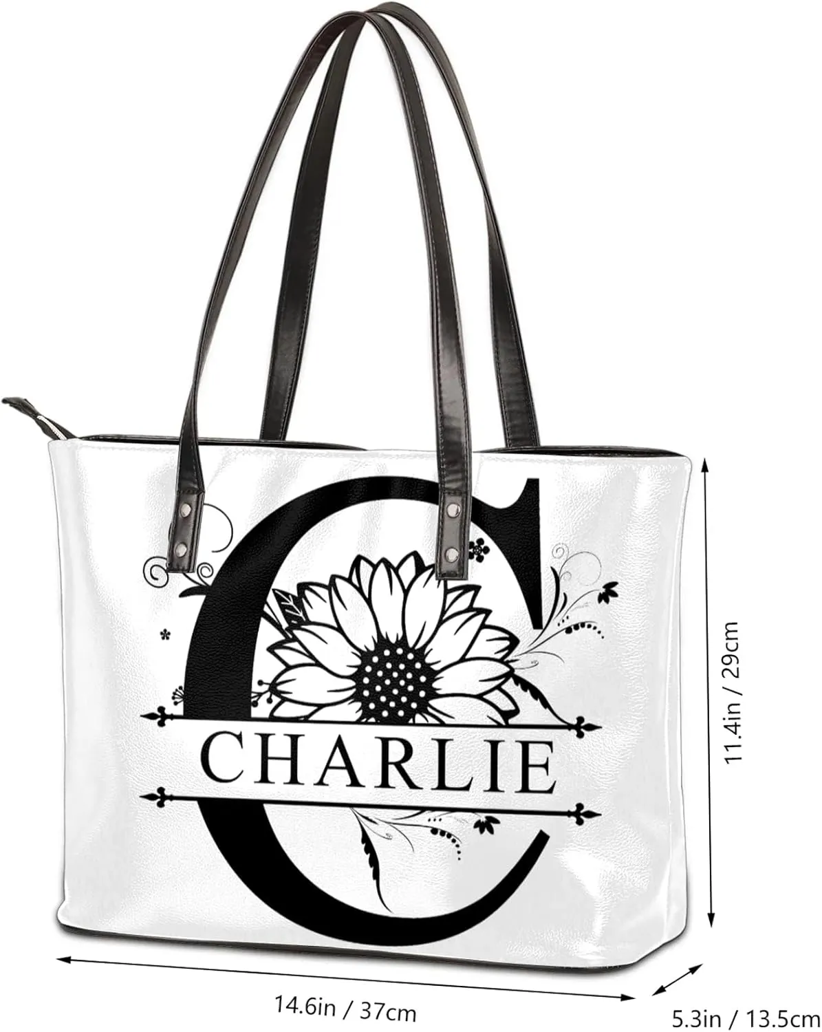 Custom A Tote Bag Women Shoulder Handbags PU Leather for Travel Work