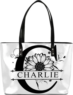 Custom A Tote Bag Women Shoulder Handbags PU Leather for Travel Work