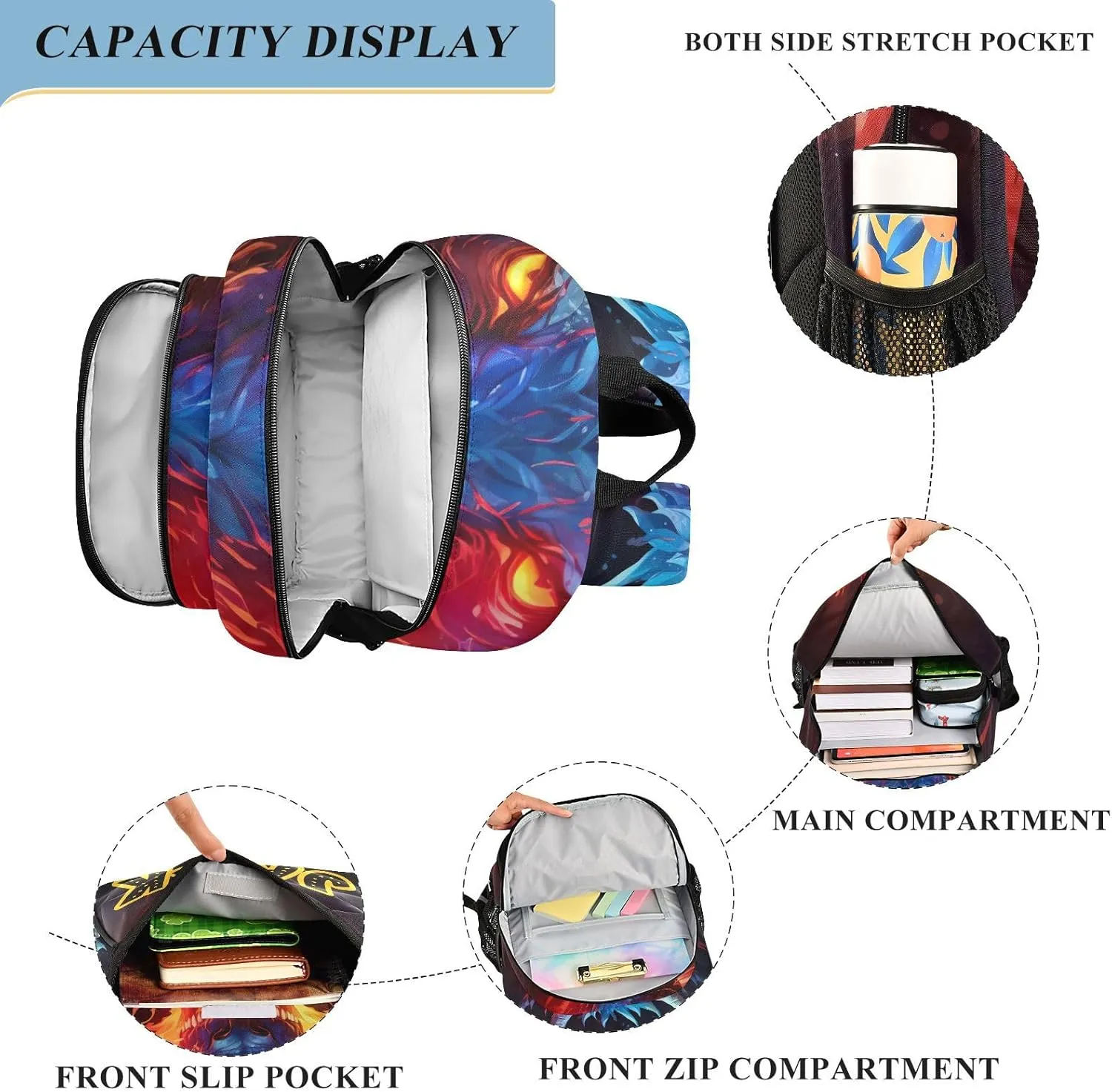 Custom Backpack for Boys School Personalized Dragon Elementary Bookbag Middle Schoolbag Daypack for Students Kids Travel Teens