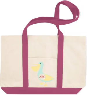 Custom Canvas Shopping Tote Personalized Monogram Pelican Beach Ocean Waterbird Beach Bags for Women