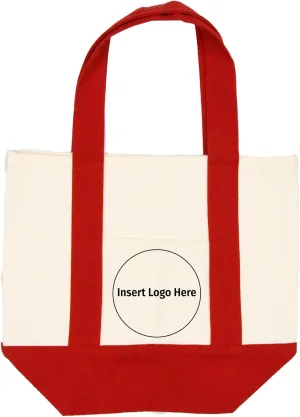 Custom Company Logo16oz Mini Canvas Tote Bag w/External Pockets, Company Bag, Bag with Custom Logo