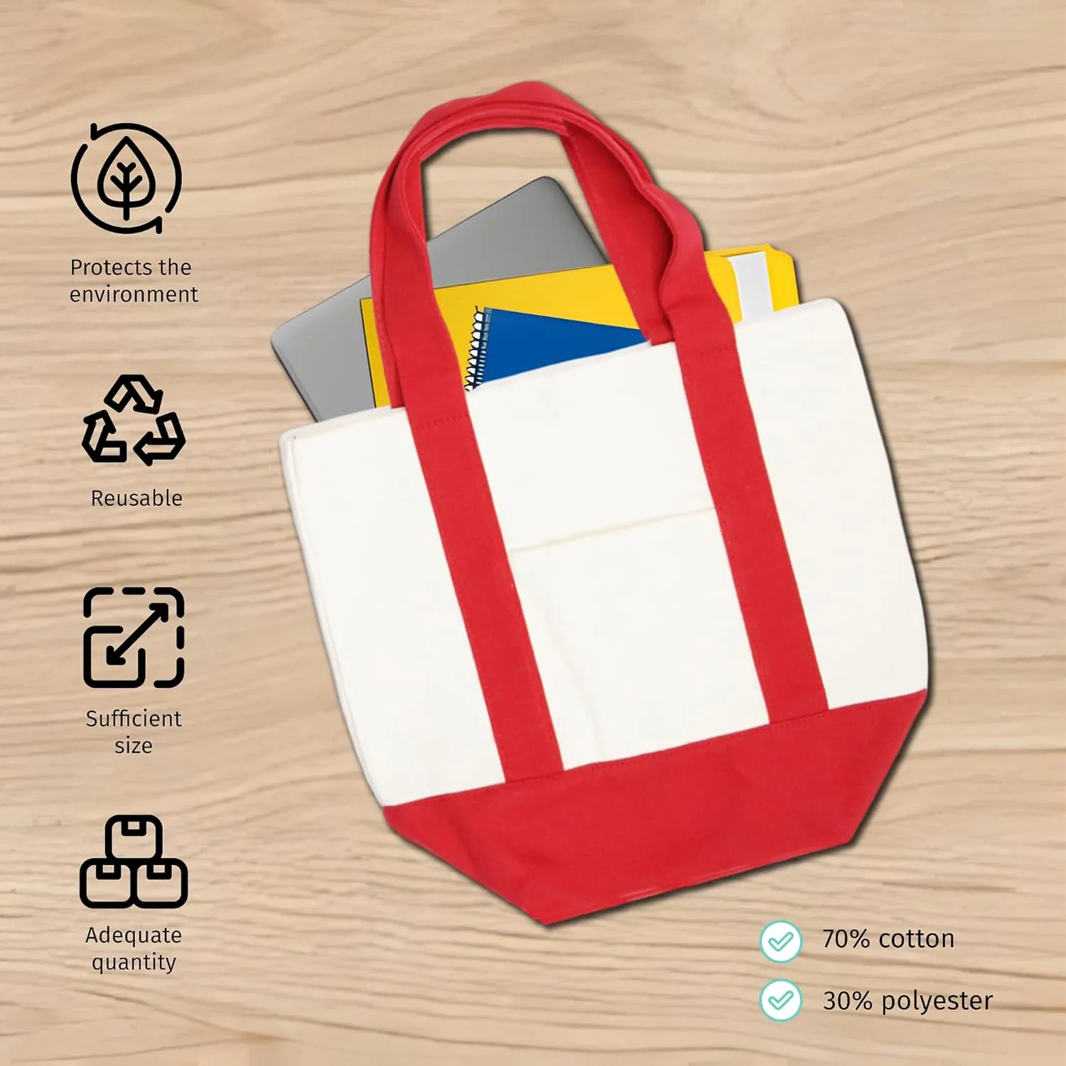 Custom Company Logo16oz Mini Canvas Tote Bag w/External Pockets, Company Bag, Bag with Custom Logo