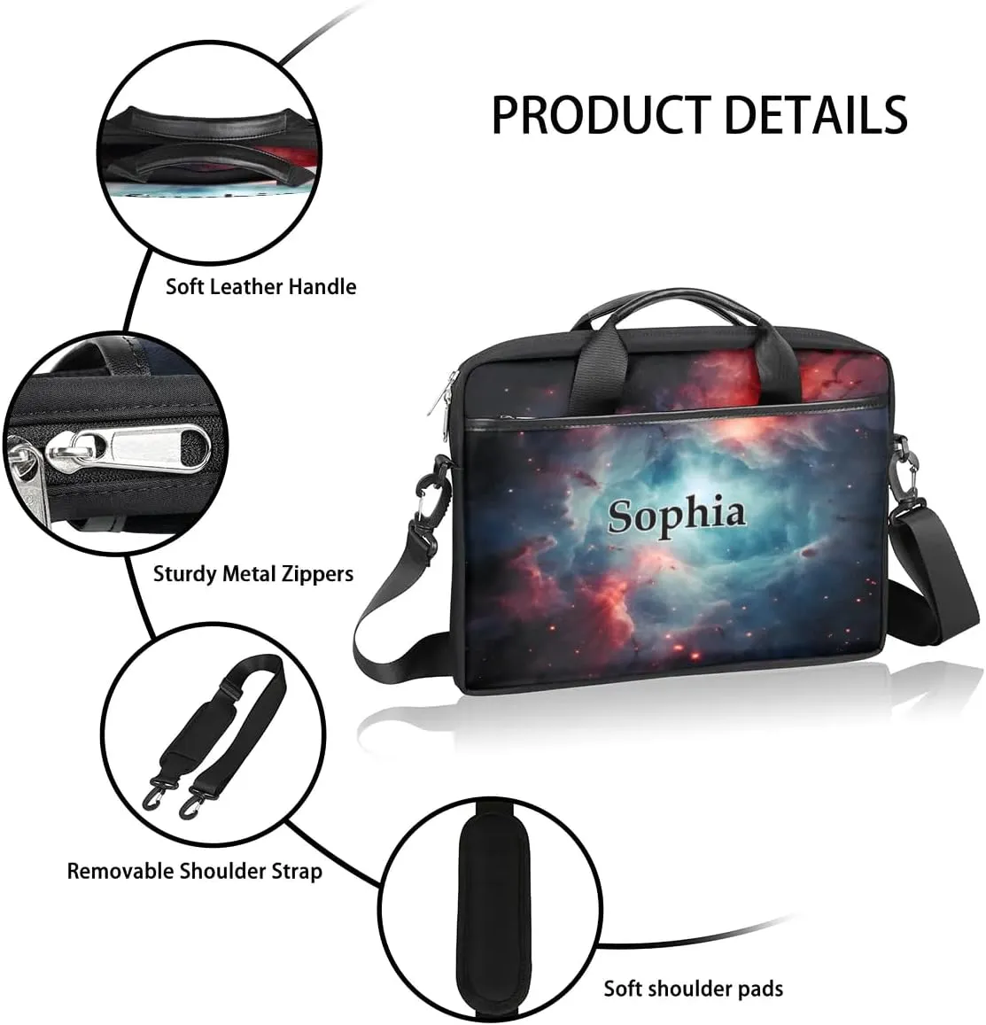 Custom-Laptop-Bag for-Adults Personalized Laptop-Shoulder-Bag with-Name Computer-Bag Meteor Work-Bag