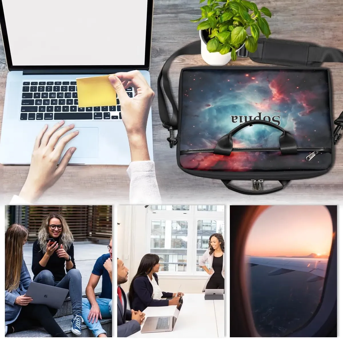 Custom-Laptop-Bag for-Adults Personalized Laptop-Shoulder-Bag with-Name Computer-Bag Meteor Work-Bag