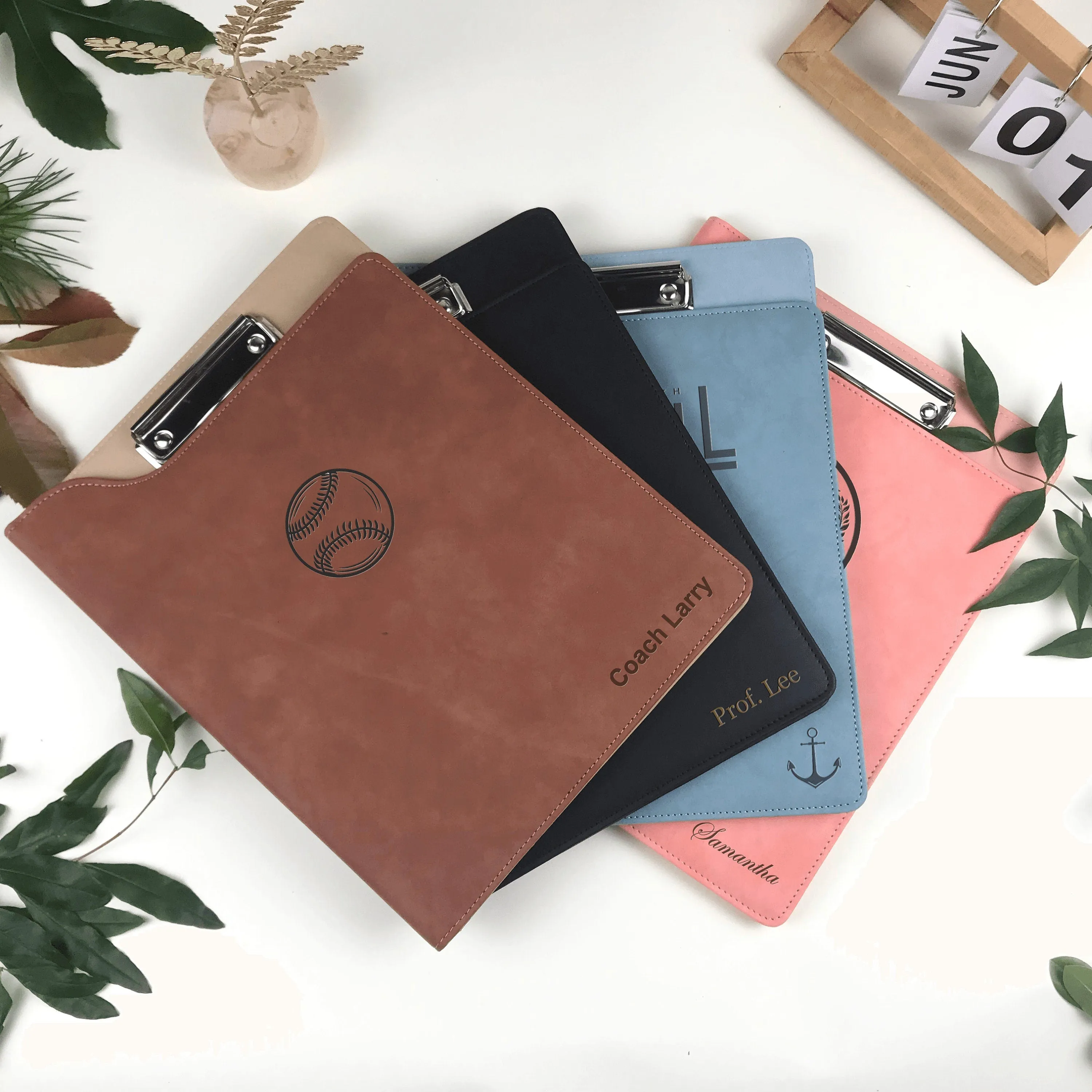 Custom Leather Portfolio, Vegan Leather Clipboard with Personalised Engravings, Fits for A4/ Legal paper, Document Holder, Business Gift