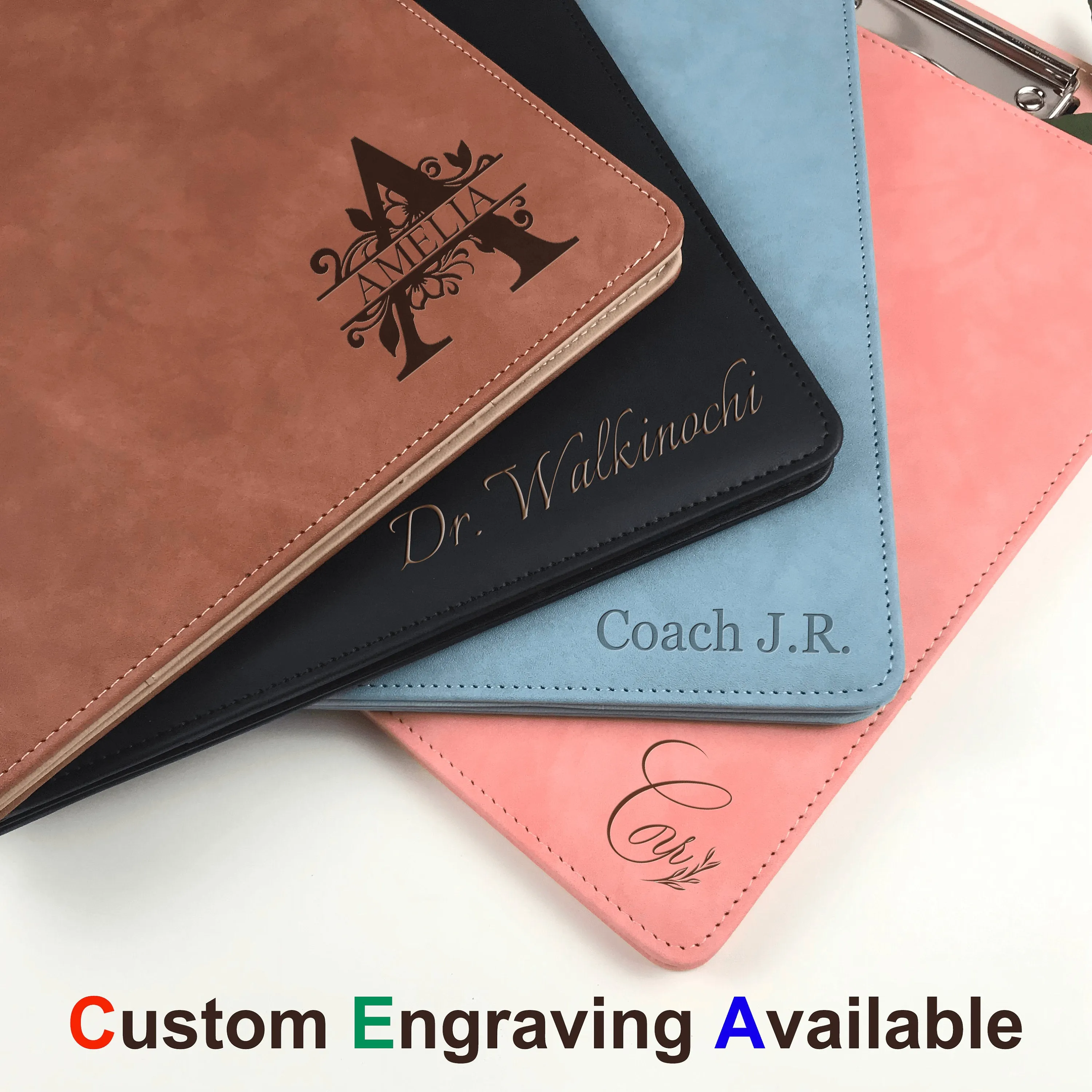 Custom Leather Portfolio, Vegan Leather Clipboard with Personalised Engravings, Fits for A4/ Legal paper, Document Holder, Business Gift