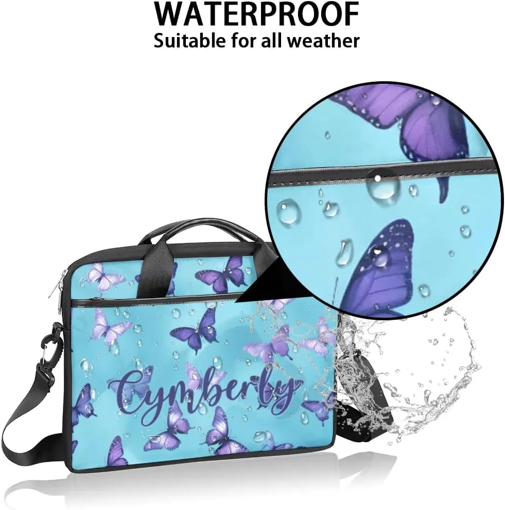 Custom Name Butterfly Laptop Bags for Women, Personalized Text Laptop Case Shoulder Bag,Computer Bag for Women Work