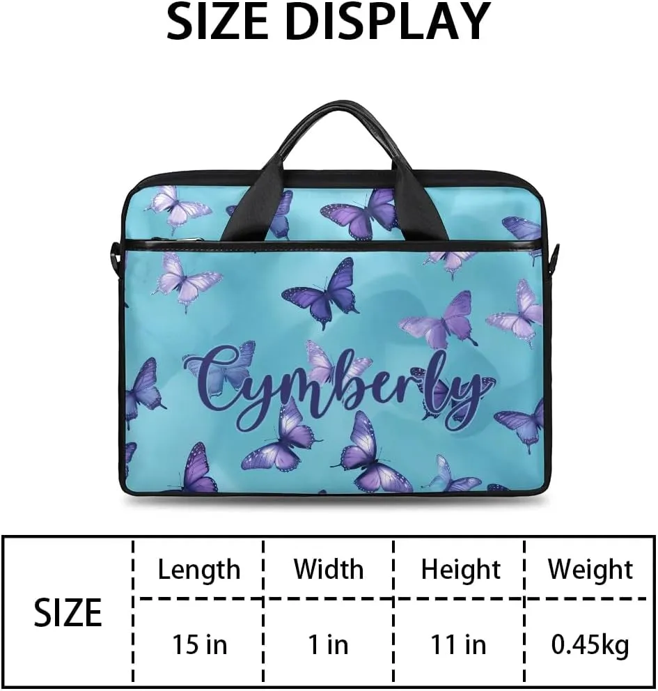 Custom Name Butterfly Laptop Bags for Women, Personalized Text Laptop Case Shoulder Bag,Computer Bag for Women Work