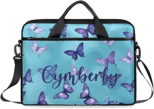 Custom Name Butterfly Laptop Bags for Women, Personalized Text Laptop Case Shoulder Bag,Computer Bag for Women Work