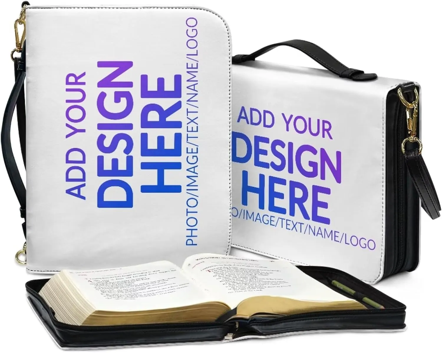 Custom Personalized PU Leather Bible Cover Case for Women,Customized Bible Cases Bible Tote Bag Bible Carrying Case Bible Carrier with Detachable Shoulder Strap,2XL