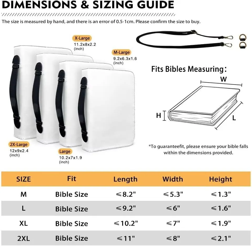 Custom Personalized PU Leather Bible Cover Case for Women,Customized Bible Cases Bible Tote Bag Bible Carrying Case Bible Carrier with Detachable Shoulder Strap,2XL