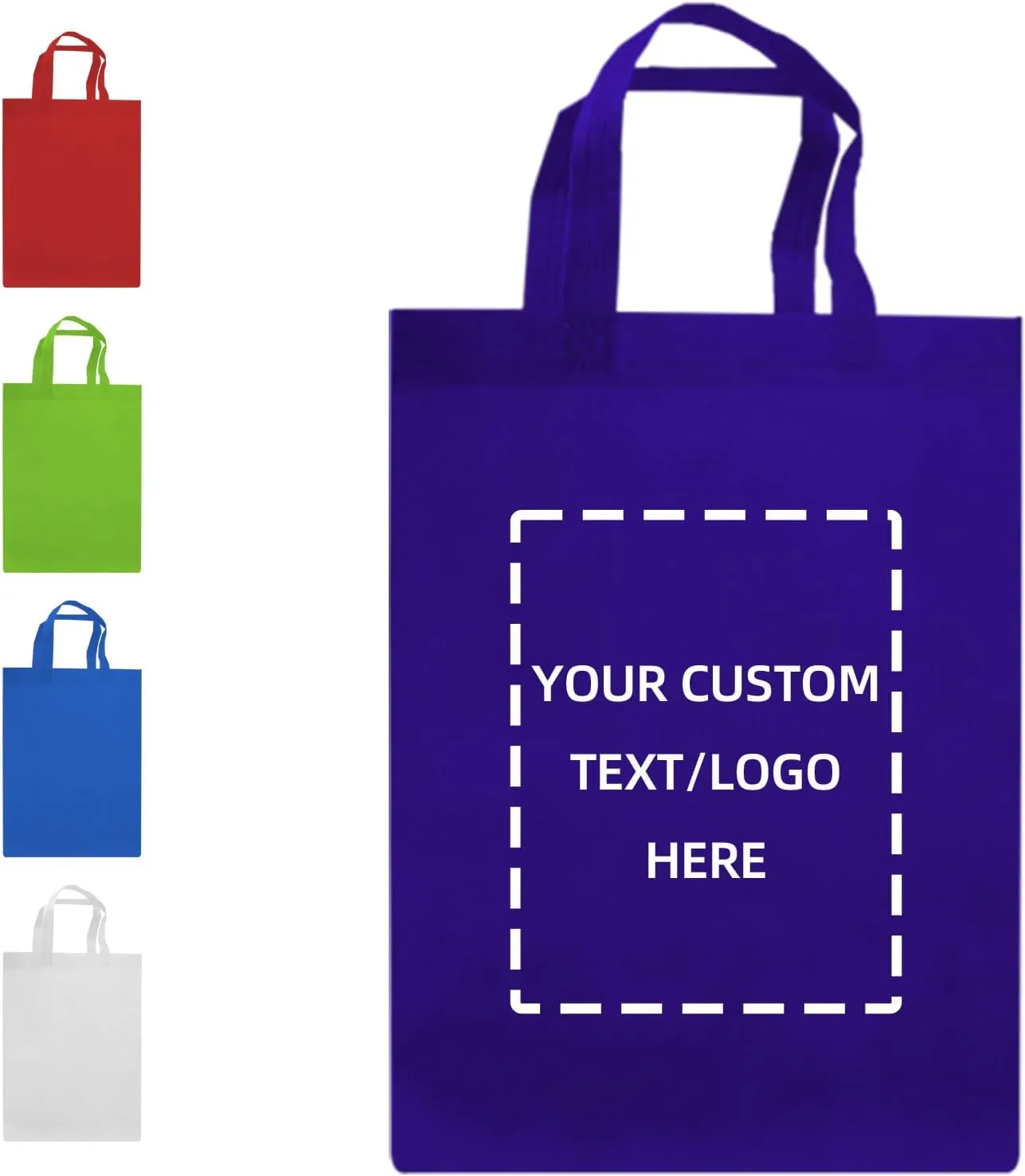 Custom Tote Bag, 10PCS Personalized Shopping Bag with Logo, Text, Photo, or QR Code, Reusable Grocery Bags
