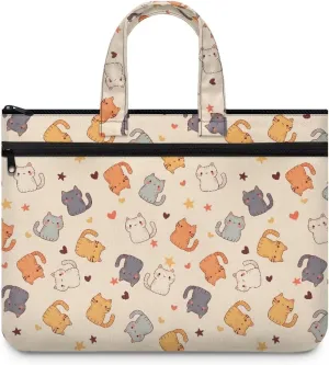 Cute Cats Print Unisex's Fashion Zipper Document Bag Handle Meeting Office Organizer Briefcase Large Zipper Bag with Zipper Pockets for Meeting Office