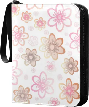 Cute Sakura Flowers Card Binder 4 Pocket Trading Card Album Fits 400 Sports/Game Cards, PU Cover 3 Ring Card Collection with 50 Removable Sleeves