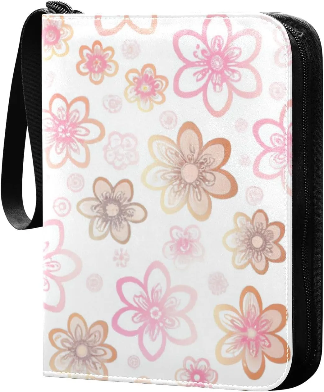 Cute Sakura Flowers Card Binder 4 Pocket Trading Card Album Fits 400 Sports/Game Cards, PU Cover 3 Ring Card Collection with 50 Removable Sleeves