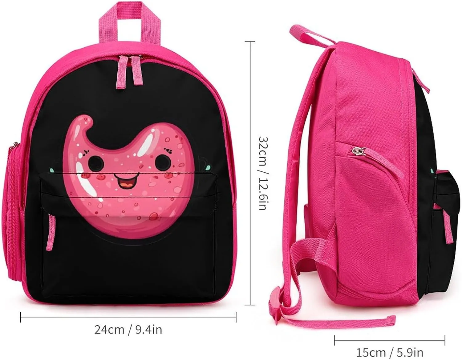 Cute Stomach Small Travel Laptop Backpack Casual Daypack with Side Pockets for Shopping Work