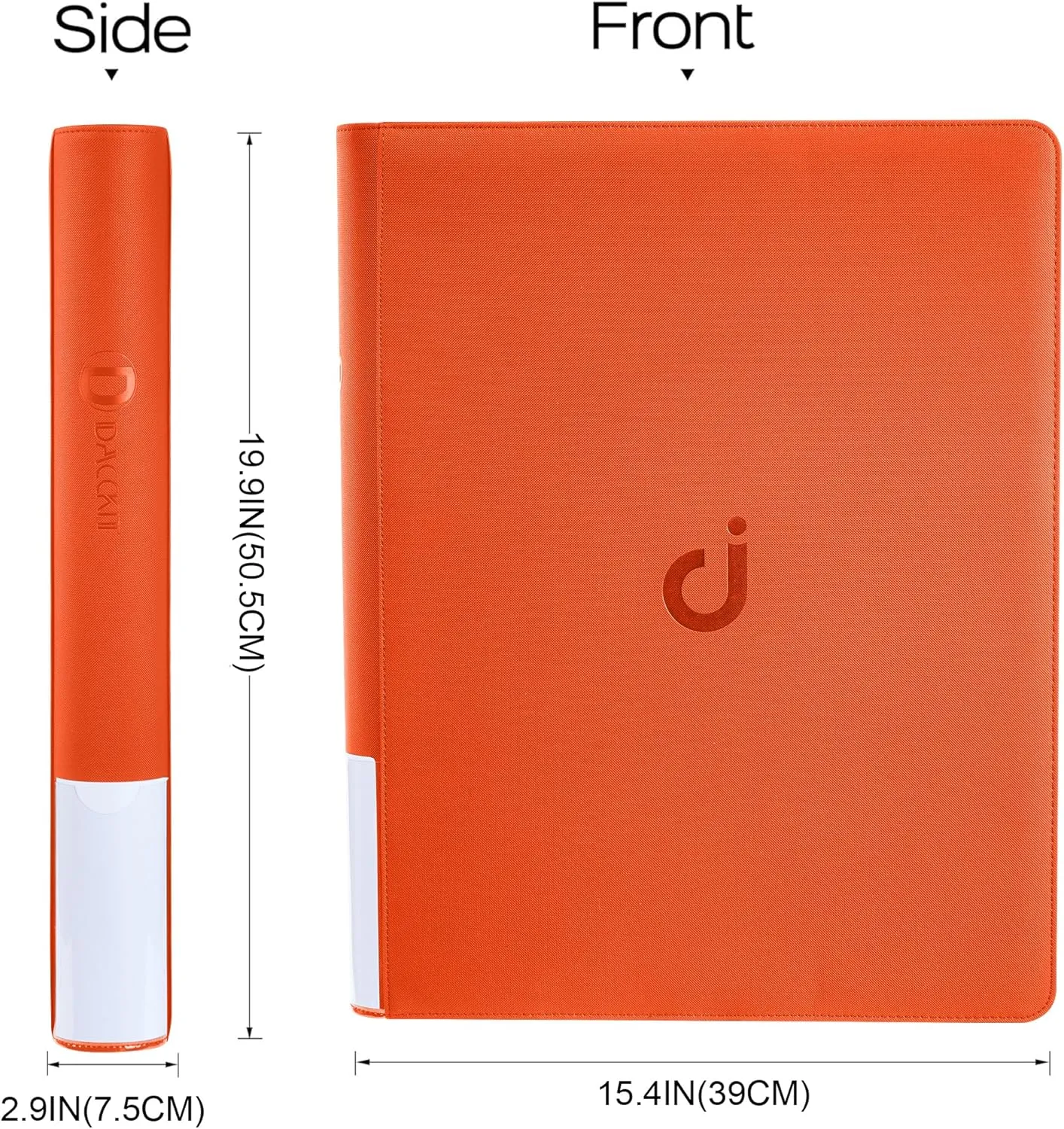 D DACCKIT Toploader Binder, Holds 640 Toploaders - 16-Pocket Top Loader Binder for 3" x 4" Rigid Card Holders for Trading Cards or Sports Cards（Model A，Classic Orange）