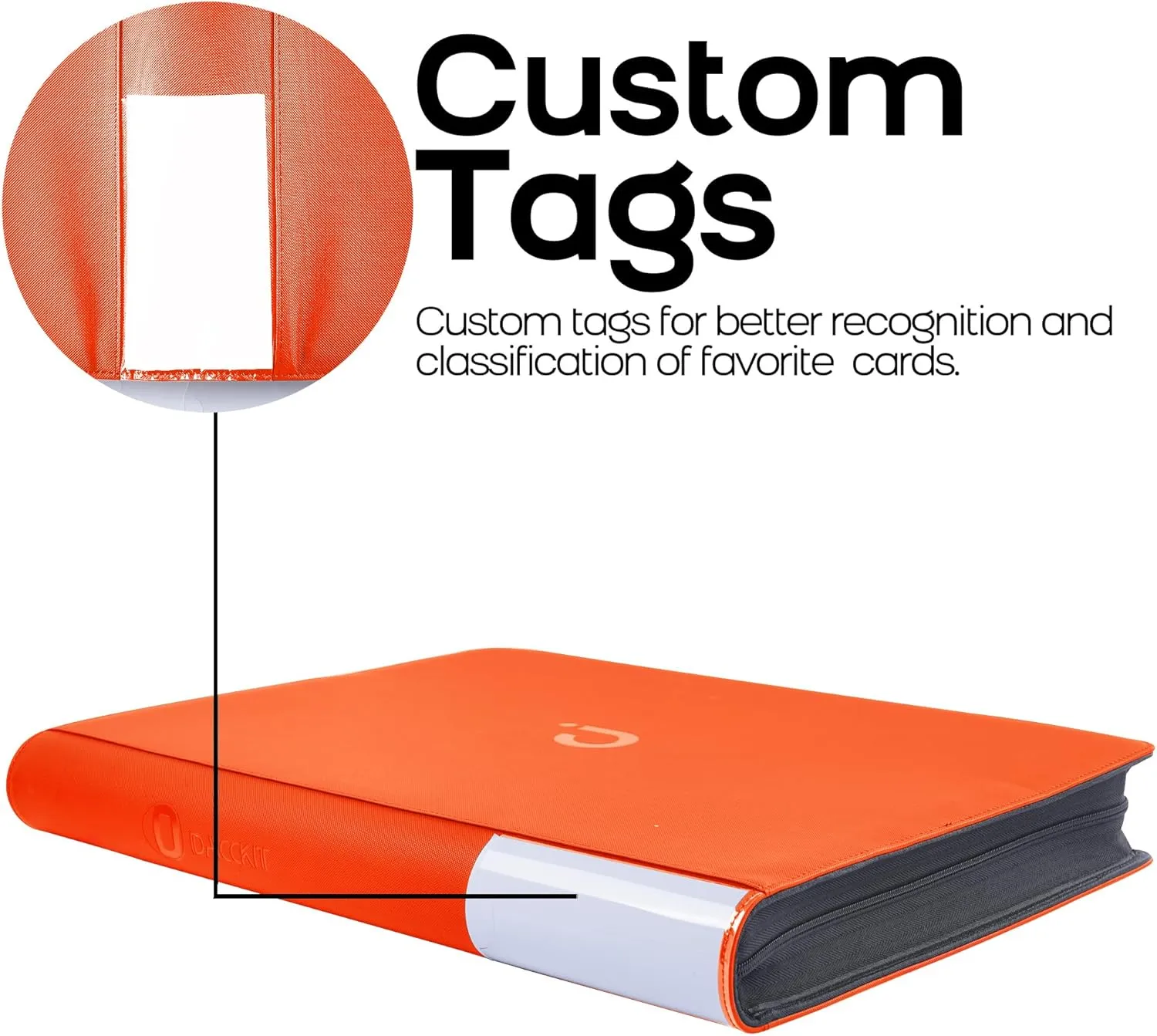 D DACCKIT Toploader Binder, Holds 640 Toploaders - 16-Pocket Top Loader Binder for 3" x 4" Rigid Card Holders for Trading Cards or Sports Cards（Model A，Classic Orange）
