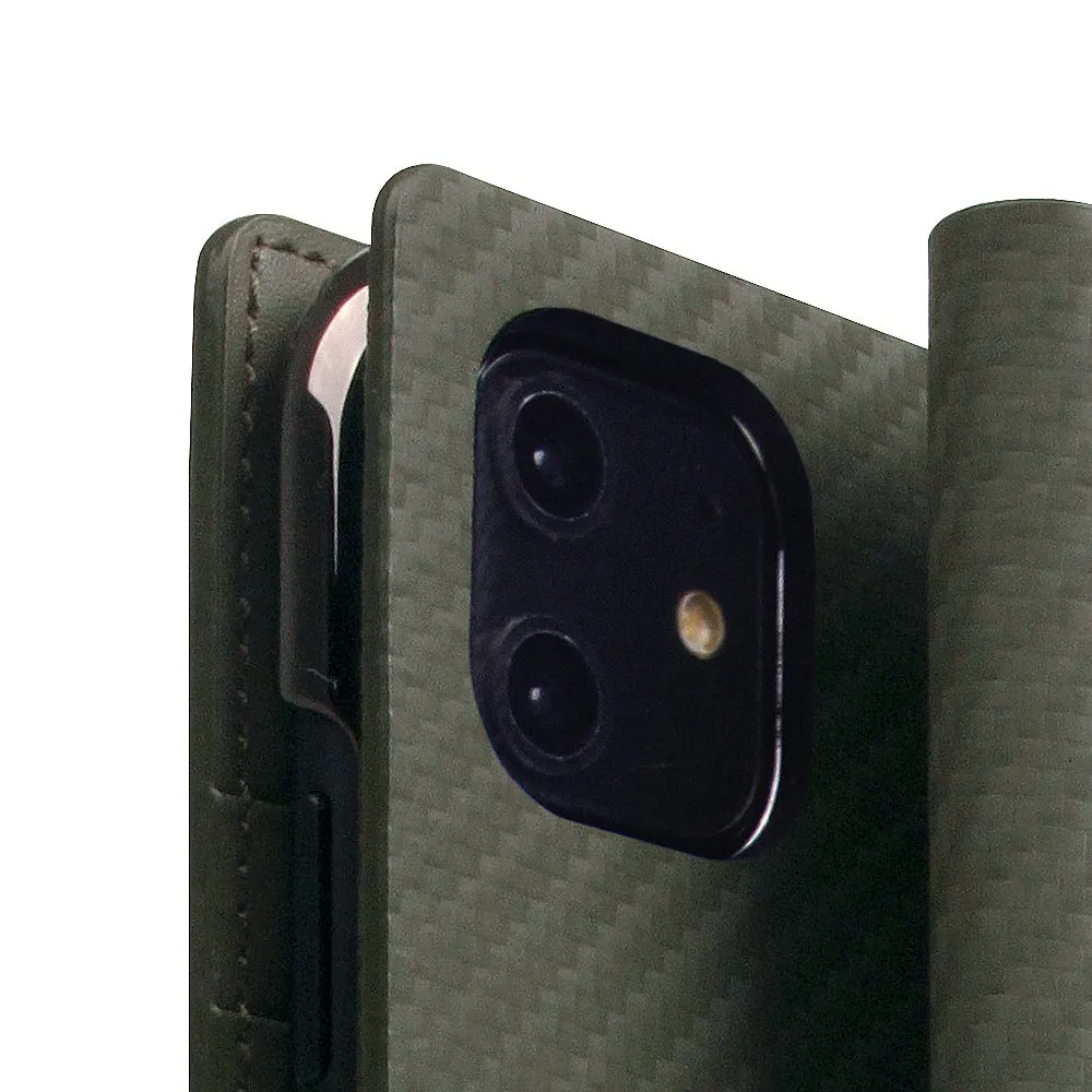 D  Italian Carbon Leather Case for iPhone 11 Khaki