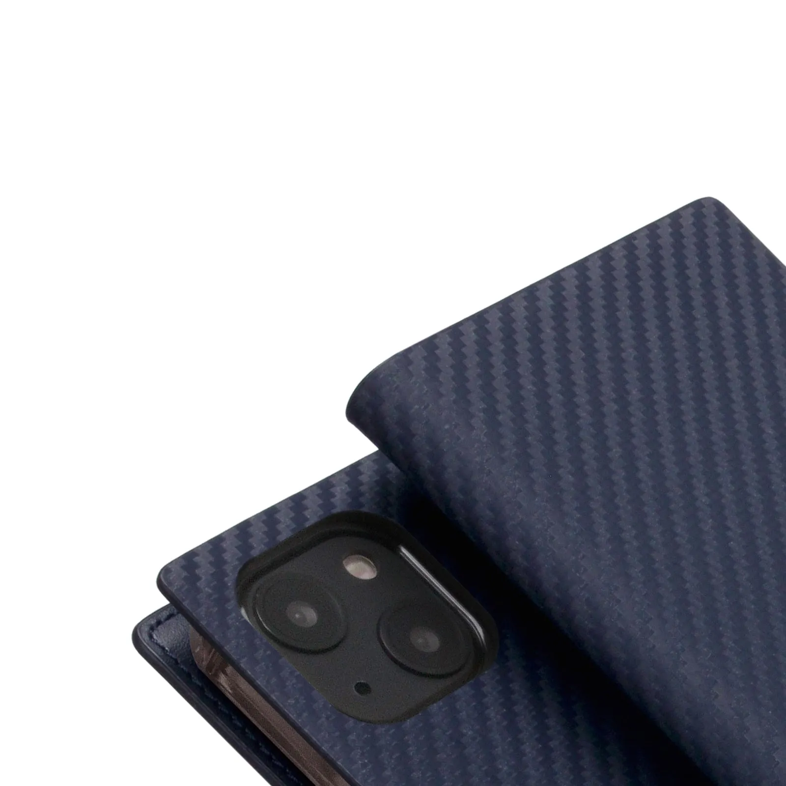D  Italian Carbon Leather Diary Case for iPhone 13 mini (Navy)
