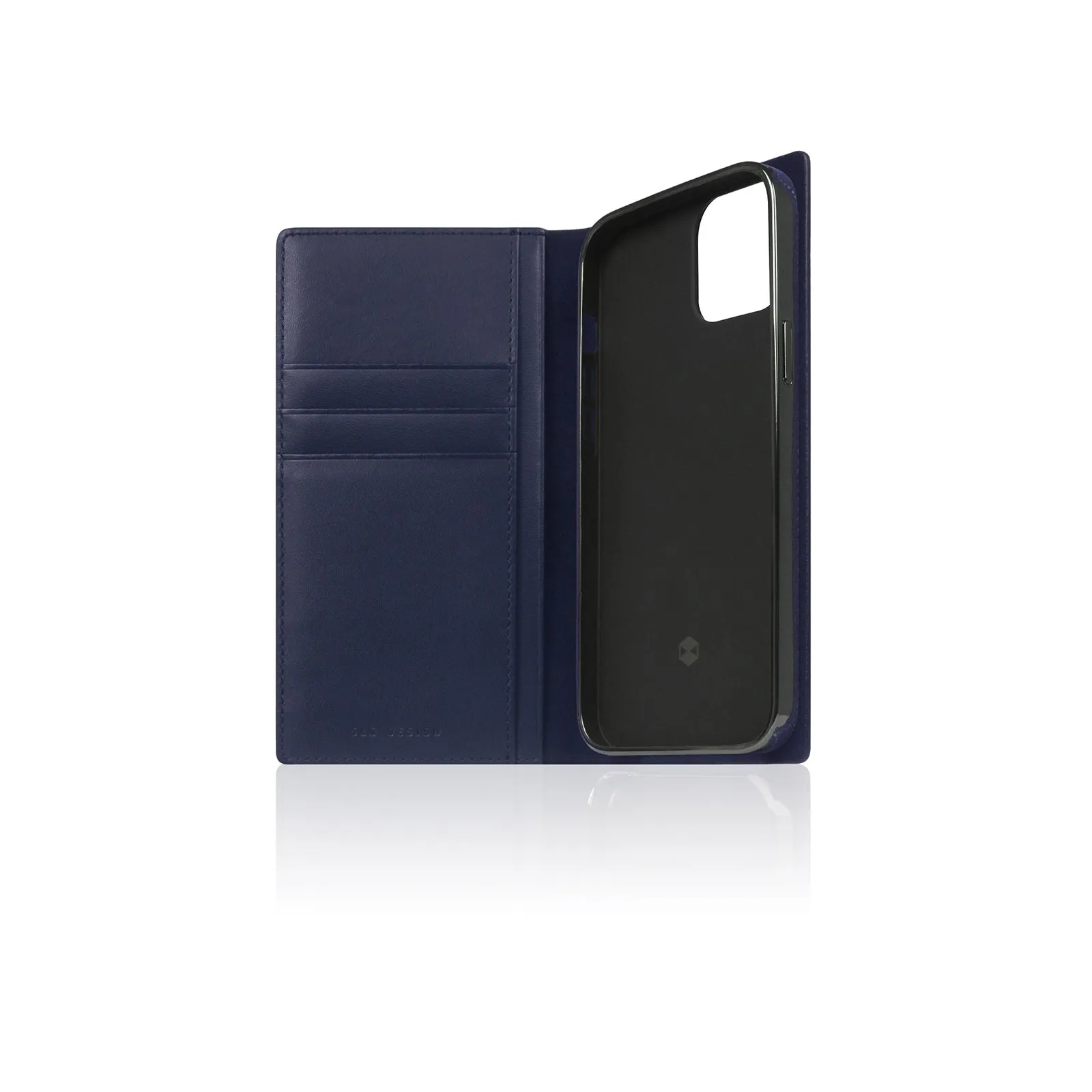D  Italian Carbon Leather Diary Case for iPhone 13 mini (Navy)