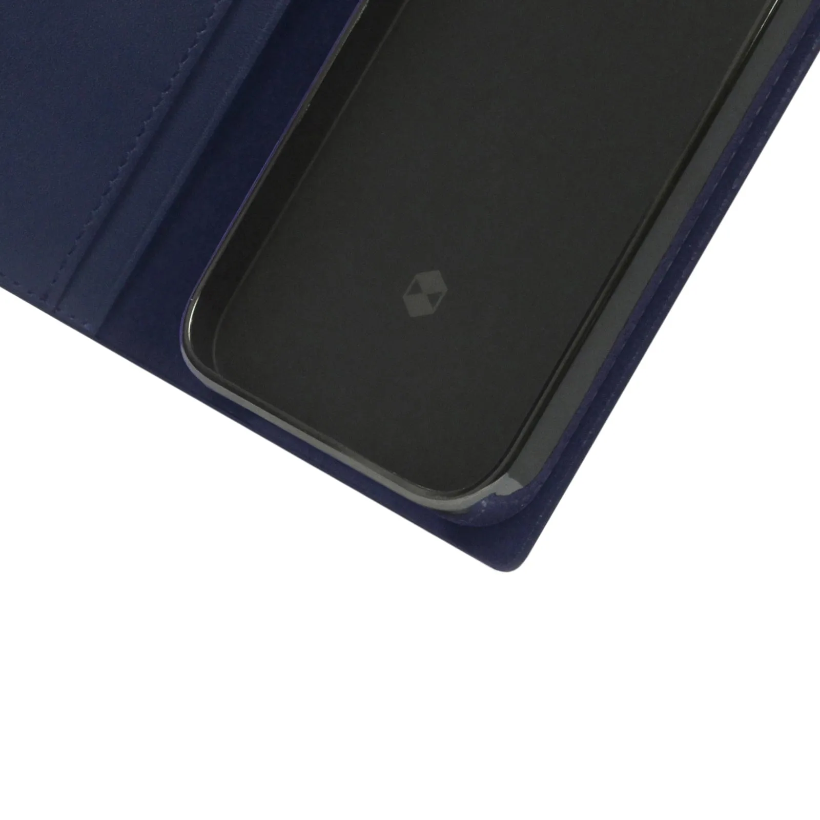 D  Italian Carbon Leather Diary Case for iPhone 13 mini (Navy)