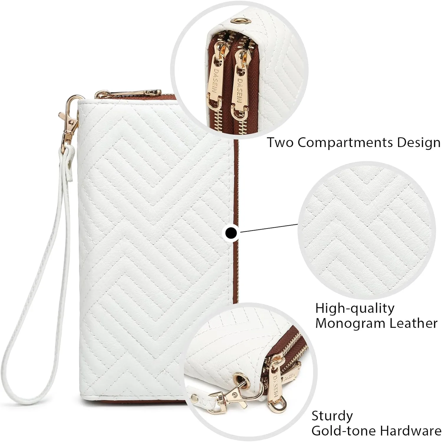 Dasein RFID Blocking Wallet Purse for Women Large Capacity Wristlet Clutch Bag Multi Card Holder Phone Case with Wrist Strap