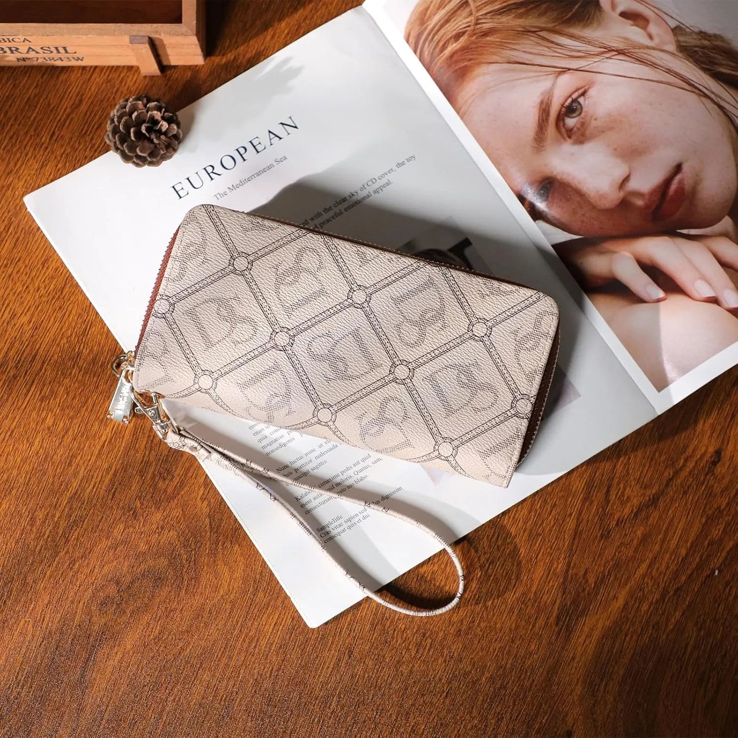 Dasein RFID Blocking Wallet Purse for Women Large Capacity Wristlet Clutch Bag Multi Card Holder Phone Case with Wrist Strap