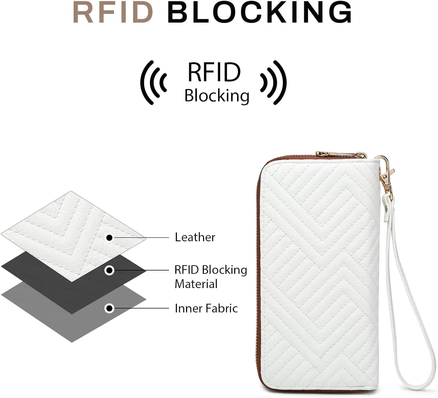 Dasein RFID Blocking Wallet Purse for Women Large Capacity Wristlet Clutch Bag Multi Card Holder Phone Case with Wrist Strap